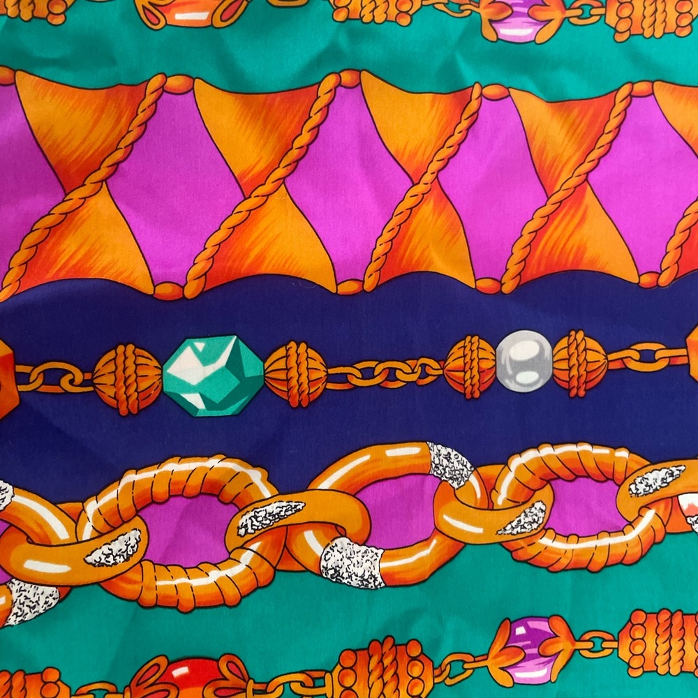 St. John multi color silk scarf—oblong 14" x 40